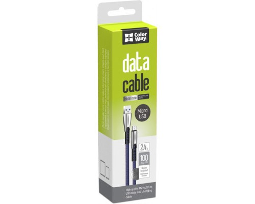 Дата кабель USB 2.0 AM to Micro 5P 1.0m zinc alloy blue ColorWay (CW-CBUM011-BL)