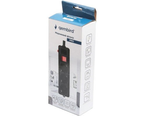 Мережевий фільтр живлення Gembird SPG3-G-15B-PRO