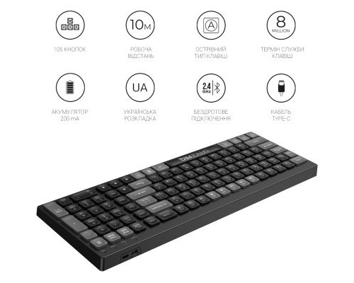 Клавіатура OfficePro SK985B Wireless/Bluetooth Black (SK985B)