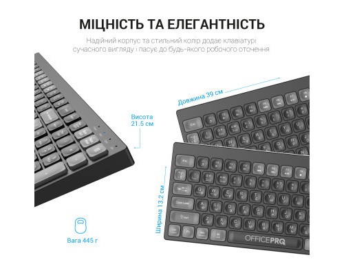 Клавіатура OfficePro SK985B Wireless/Bluetooth Black (SK985B)