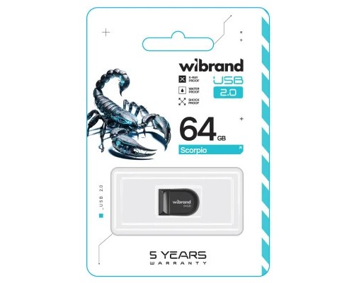USB флеш накопичувач Wibrand 64GB Scorpio Black USB 2.0 (WI2.0/SC64M3B)