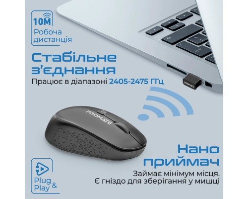 Мишка Promate Tracker Wireless Black (tracker.black)