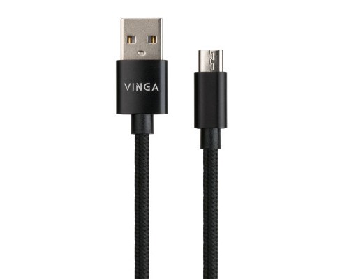 Дата кабель USB 2.0 AM to Micro 5P 1m nylon black Vinga (VCPDCMNB1BK)