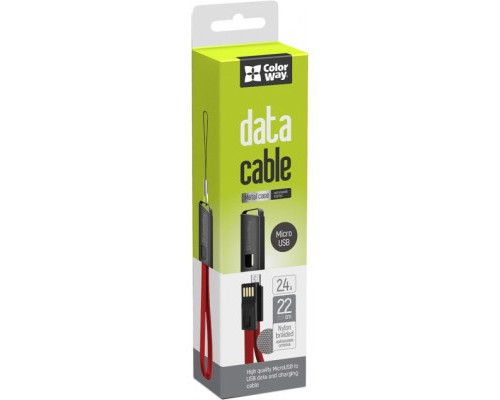 Дата кабель USB 2.0 AM to Micro 5P 0.22m red ColorWay (CW-CBUM022-RD)