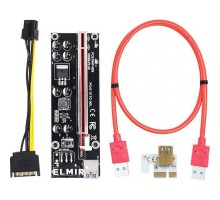 Райзер Dynamode PCI-E x1 to 16x 60cm USB 3.0 Red Cable SATA to 6Pin Power v. (RX-riser 009S Plus)