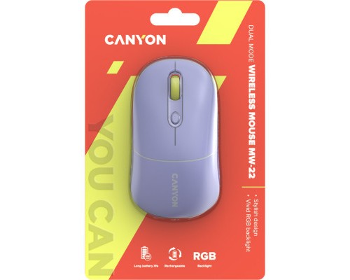 Мишка Canyon MW-22 Dual Band RGB Wireless Mountain Lavender (CNS-CMSW22ML)