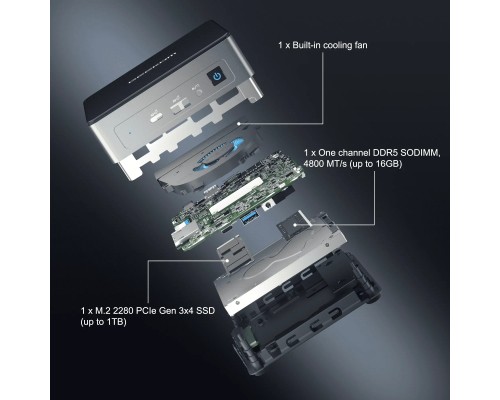 Комп'ютер GEEKOM Mini Air12 / N100, 16G, SSD 512G, WIN11 Pro (GMAir12N100-16512-EU)