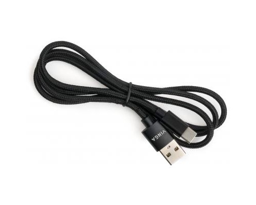 Дата кабель USB 2.0 AM to Type-C 1m nylon black Vinga (VCPDCTCNB1BK)