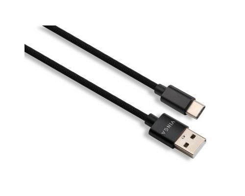 Дата кабель USB 2.0 AM to Type-C 1m nylon black Vinga (VCPDCTCNB1BK)