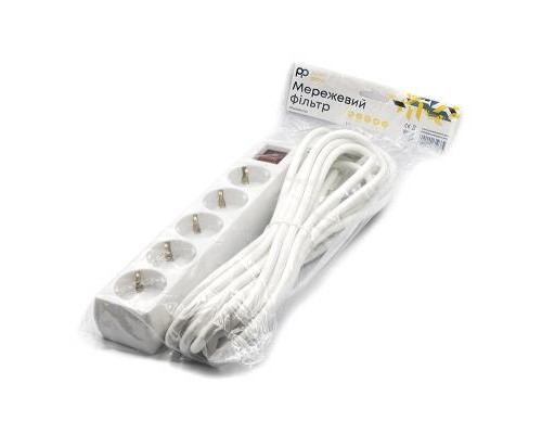 Мережевий фільтр живлення PowerPlant 7 м, 5 розеток, 3x1мм2 (PPSA08M70S5)