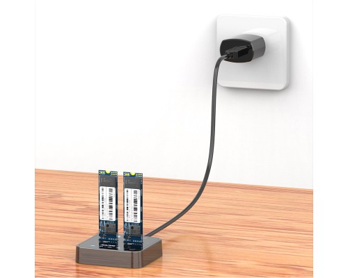Док-станція для накопичувачів Maiwo 2*SATA M.2 SSD Key B/B+M USB 3.1 Gen1 Type-C (K3016SG1)