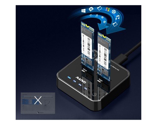 Док-станція для накопичувачів Maiwo 2*SATA M.2 SSD Key B/B+M USB 3.1 Gen1 Type-C (K3016SG1)