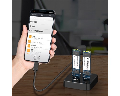 Док-станція для накопичувачів Maiwo 2*SATA M.2 SSD Key B/B+M USB 3.1 Gen1 Type-C (K3016SG1)