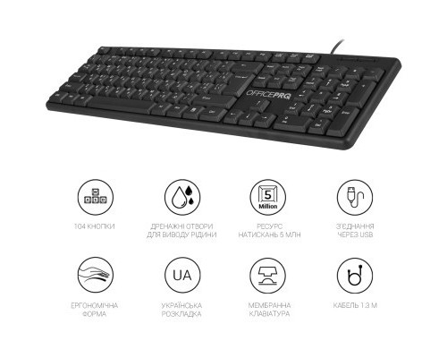 Клавіатура OfficePro SK166 USB Black (SK166)