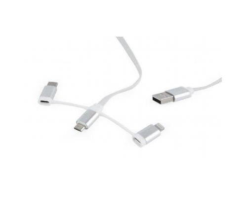 Дата кабель USB 2.0 AM to Lightning + Micro 5P + Type-C 1.0m Cablexpert (CC-USB2-AMLM32-1M-W)