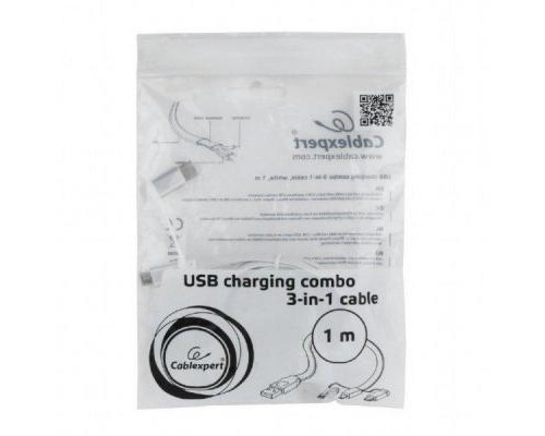 Дата кабель USB 2.0 AM to Lightning + Micro 5P + Type-C 1.0m Cablexpert (CC-USB2-AMLM32-1M-W)