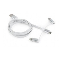 Дата кабель USB 2.0 AM to Lightning + Micro 5P + Type-C 1.0m Cablexpert (CC-USB2-AMLM32-1M-W)