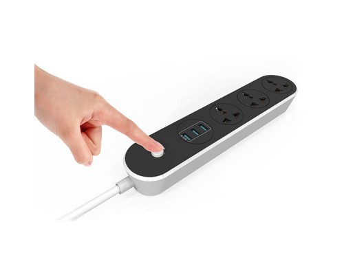 Мережевий фільтр живлення ColorWay CW-CHU33B, 3 розетки/3USB Black 1.8M (CW-CHU33B)