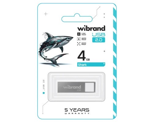 USB флеш накопичувач Wibrand 4GB Shark Silver USB 2.0 (WI2.0/SH4U4S)