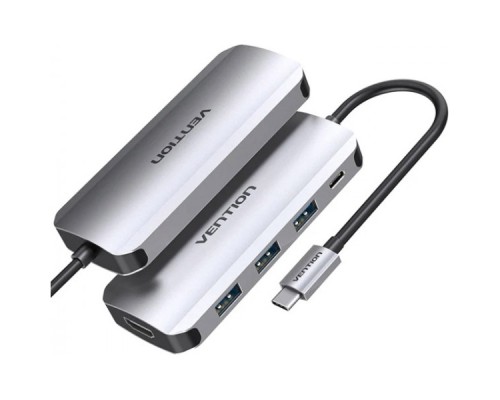 Концентратор Vention USB 3.1 Type-C to HDM/USB 3.0х3//PD 100W 5-in-1 (THFHB)