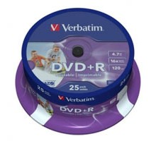 Диск DVD Verbatim 4.7Gb 16X CakeBox 25шт Silver (43500)