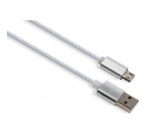 Дата кабель USB 2.0 AM to Micro 5P 1m LED silver Vinga (VCPDCMLED1S)