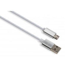 Дата кабель USB 2.0 AM to Micro 5P 1m LED silver Vinga (VCPDCMLED1S)