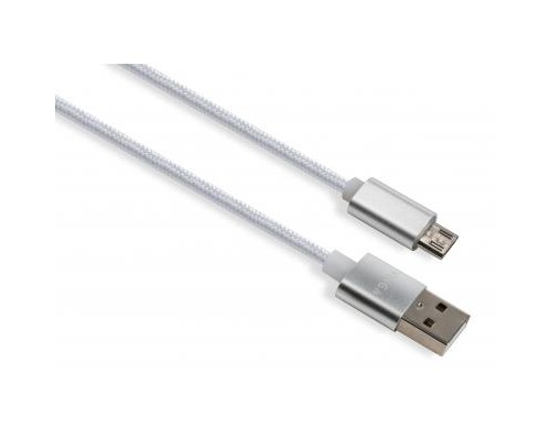 Дата кабель USB 2.0 AM to Micro 5P 1m LED silver Vinga (VCPDCMLED1S)