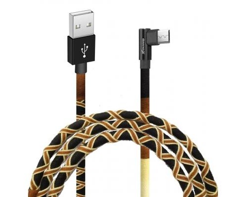 Дата кабель USB 2.0 AM to Micro 5P 1.0m Brown/Yellow Grand-X (FM-08BY)