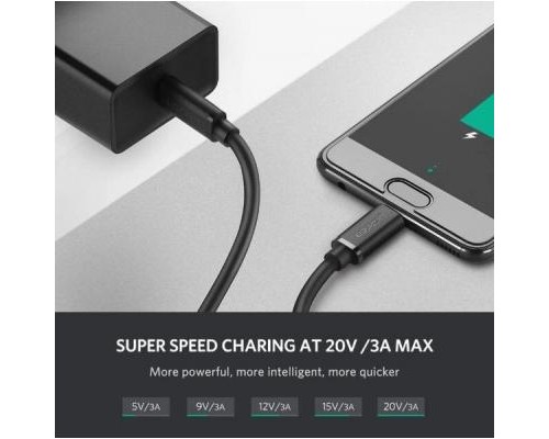 Дата кабель USB-C to USB-C 2.0m US286 3A Black Ugreen (10306)