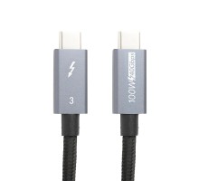 Дата кабель USB-C to USB-C 1.0m Thunderbolt 3 40Gbps, 100W, 20V/ 5A, 4K/ PowerPlant (CA913336)