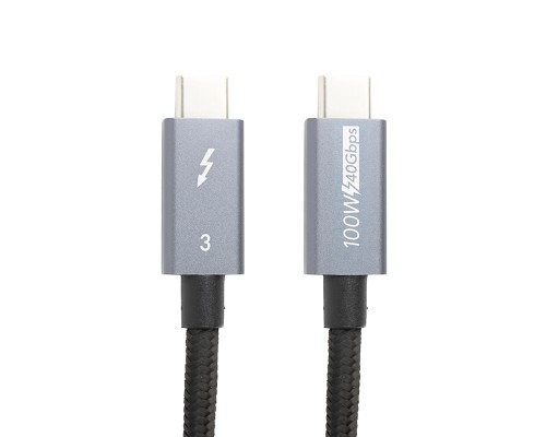 Дата кабель USB-C to USB-C 1.0m Thunderbolt 3 40Gbps, 100W, 20V/ 5A, 4K/ PowerPlant (CA913336)