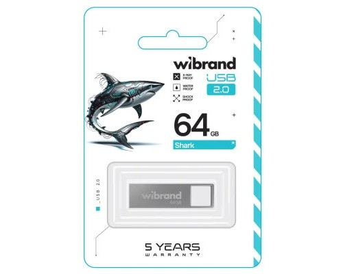 USB флеш накопичувач Wibrand 64GB Shark Silver USB 2.0 (WI2.0/SH64U4S)