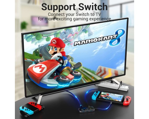 Концентратор Vention USB 3.1 Type-C to HDMI 4K60Hz/USB 3.0х3/RJ45/PD 87W 6-in-1 Mirrored Surface (TFFHB)