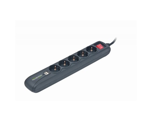 Мережевий фільтр живлення EnerGenie SPG5-U2-5 Power strip with USB charger, 5 sockets, (SPG5-U2-5)