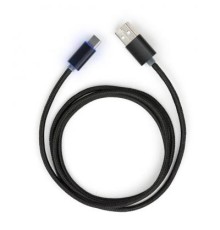 Дата кабель USB 2.0 AM to Type-C 1m LED black Vinga (VCPDCTCLED1BK)
