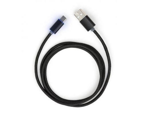 Дата кабель USB 2.0 AM to Type-C 1m LED black Vinga (VCPDCTCLED1BK)