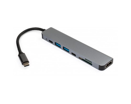 Концентратор Vinga Type-C to 4K HDMI+2*USB3.0+SD+TF+PD+USB-C 3.1 Gen1 aluminium (VCPHTC7AL)