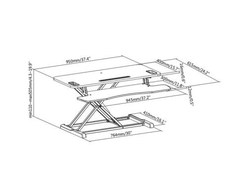 Столик для ноутбука Digitus Ergonomic Workspace Riser, 11-46cm, black (DA-90380-1)