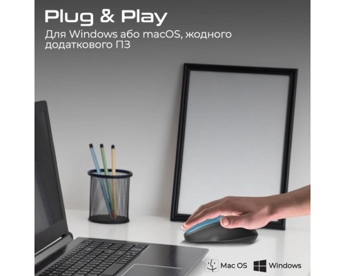 Мишка Promate UniGlide Wireless Blue (uniglide.blue)