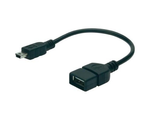 Дата кабель USB 2.0 AF to mini-B 5P OTG 0.2m Digitus (AK-300310-002-S)