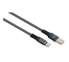 Дата кабель USB 2.0 AM to Type-C 1m flat nylon gray Vinga (VCPDCTCFNB1GR)