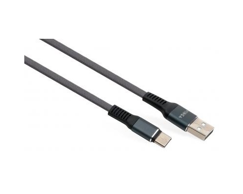 Дата кабель USB 2.0 AM to Type-C 1m flat nylon gray Vinga (VCPDCTCFNB1GR)