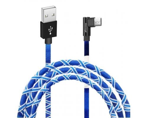 Дата кабель USB 2.0 AM to Micro 5P 1.0m White/Blue Grand-X (FM-08WB)