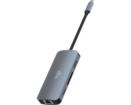Концентратор Media-Tech USB3.1 Type-C to HDMI/USB 3.0x3/RJ45/SD/MicroSD/PD 100W Hub Pro 8-in-1 (MT5044)