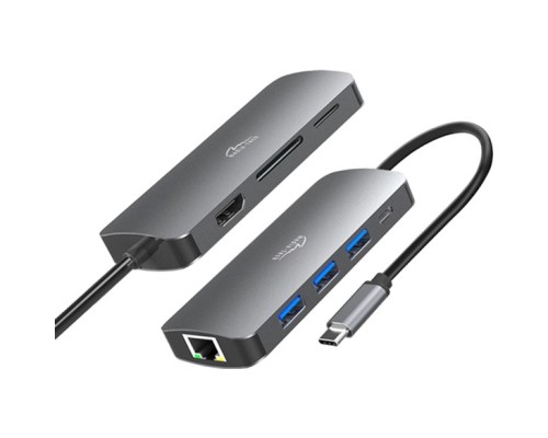 Концентратор Media-Tech USB3.1 Type-C to HDMI/USB 3.0x3/RJ45/SD/MicroSD/PD 100W Hub Pro 8-in-1 (MT5044)
