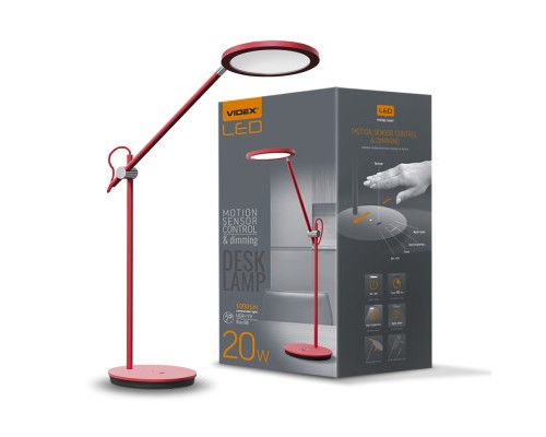 Настільна лампа Videx VL-TF15R 20W 4100K 220V red (26431)