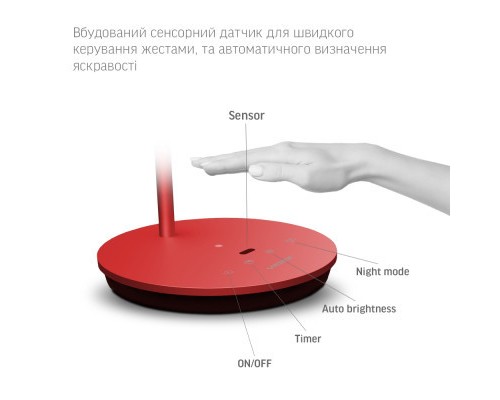 Настільна лампа Videx VL-TF15R 20W 4100K 220V red (26431)