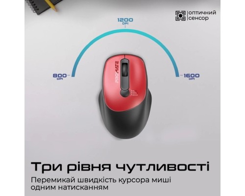 Мишка Promate UniGlide Wireless Red (uniglide.red)
