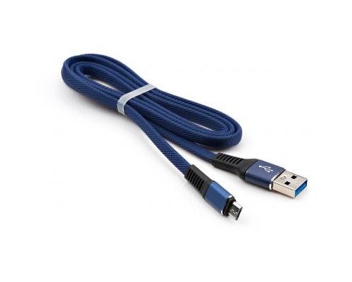 Дата кабель USB 2.0 AM to Micro 5P 1m flat nylon blue Vinga (VCPDCMFNB1B)